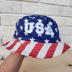 Patriotic USA Stars & Stripes Bucket Hat –‎ PAG Brand – One Size (Small/Medium)
